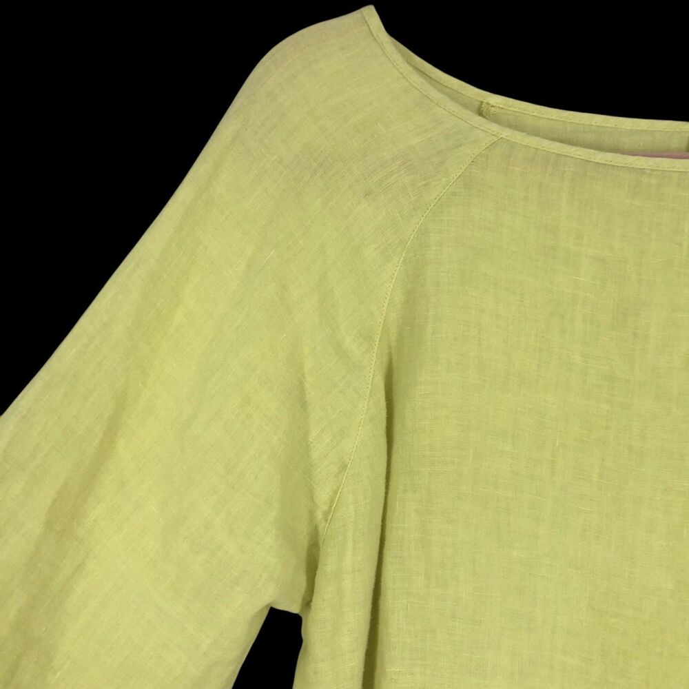 Vtg Kiko Pistachio Green Lagen Linen Blouse, Popo… - image 3
